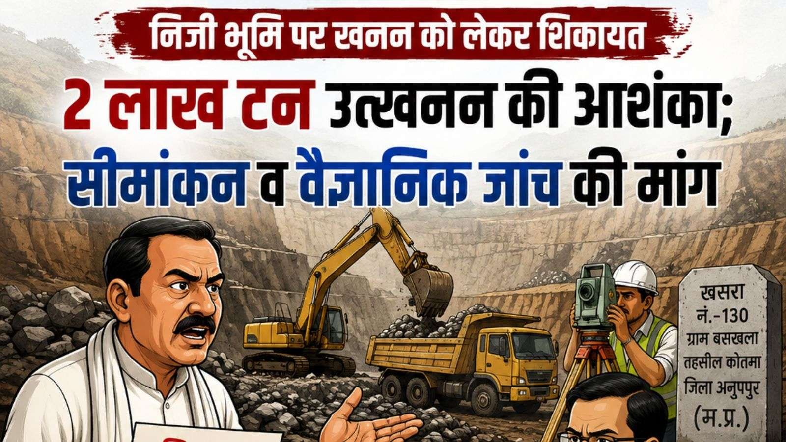 बसखला में निजी भूमि पर कथित खनन को लेकर शिकायत, 2 लाख टन उत्खनन की आशंका; सीमांकन व वैज्ञानिक जांच की मांग
